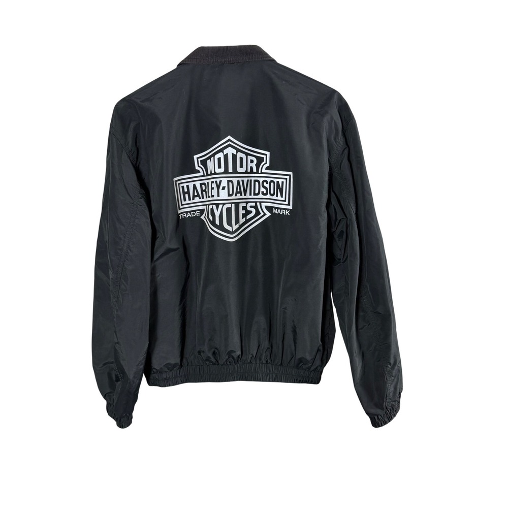 Harley-Davidson Vintage Mens Black Nylon Bomber Jacket Made in USA Small